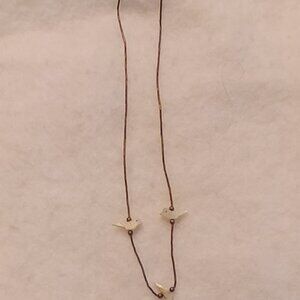 Native American Sterling Mother Of Pearl Birds Liquid Silver Necklace